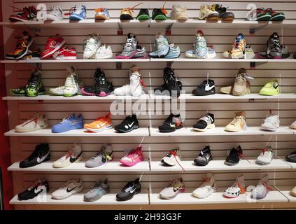 New York, USA. 03rd Dec, 2021. A sneaker collection is on display at a Christie's preview of Luxury Week including jewelry, watches, sneakers, handbags and accessories in New York City on Friday, December 3, 2021. Photo by John Angelillo/UPI Credit: UPI/Alamy Live News Stock Photo