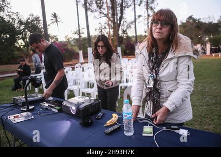 The delights of Mexican Cinema at Casa de Las Delicias with Monica Luna in Alamos Sonora at dusk, during the Alfonso Ortiz Tirado FAOT Festival on Jan 2017 (© Photo: Luis Gutiérrrez)   Las delicias de Cine Mexicano en Casa de Las Delicias con Monica Luna en Alamos Sonora al anochecer, durante el Festival Alfonso Ortiz Tirado FAOT el   ene 2017  (©Foto: Luis Gutiérrrez ) Stock Photo