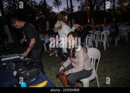 The delights of Mexican Cinema at Casa de Las Delicias with Monica Luna in Alamos Sonora at dusk, during the Alfonso Ortiz Tirado FAOT Festival on Jan 2017 (© Photo: Luis Gutiérrrez)   Las delicias de Cine Mexicano en Casa de Las Delicias con Monica Luna en Alamos Sonora al anochecer, durante el Festival Alfonso Ortiz Tirado FAOT el   ene 2017  (©Foto: Luis Gutiérrrez ) Stock Photo