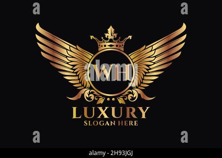 Luxury royal wing Letter WH crest Gold color Logo vector, Victory logo ...