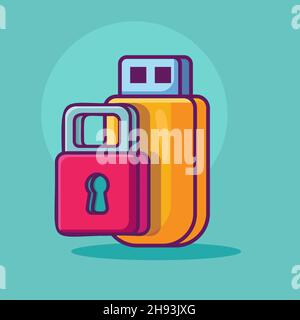 usb security concept symbol vector illustration in flat style Stock Vector