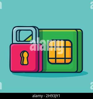 sim card lock concept symbol vector illustration in flat style Stock Vector