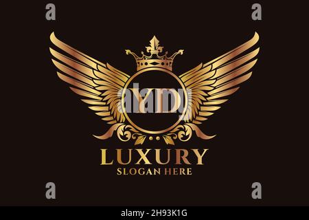 Luxury royal wing Letter YD crest Gold color Logo vector, Victory logo, crest logo, wing logo, vector logo . Stock Vector