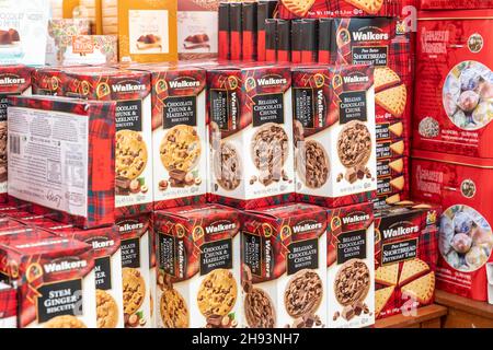 Scottish Walkers shortbread biscuits and Belgian chocolate biscuits, chocolate and hazelnut biscuits,Sydney,Australia Stock Photo