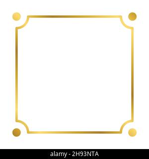Gold shiny glowing vintage rectangle frame with shadows isolated on ...