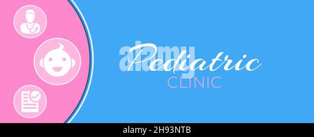 Blue and Pink Pediatric Clinic Background Illustration Banner Stock Vector