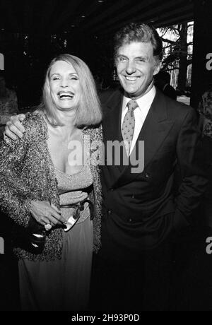 Robert Stack and wife Rosemary at the wedding reception for producer Al ...