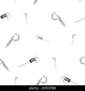 Pattern of flat just a vernier caliper and micrometer smooth, digital vernier caliper. Easy color design. On a white background. Tools for any Stock Vector