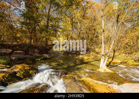 Sunny view of the Little Niagara Falls of Chickasaw National Recreation Area at Oklahoma Stock Photo