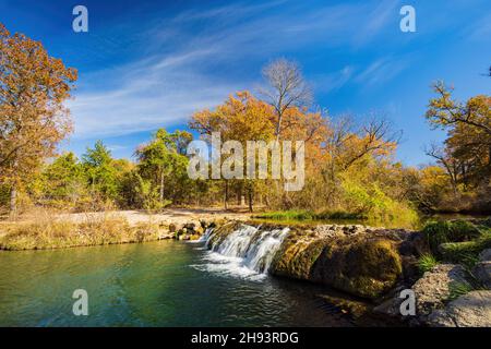 Sunny view of the Little Niagara Falls of Chickasaw National Recreation Area at Oklahoma Stock Photo