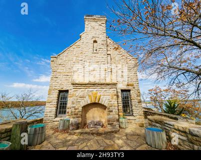 Exterior view of the Tucker Tower of Lake Murray State Park at Oklahoma Stock Photo