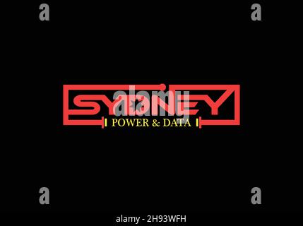 SYDNEY POWER AND DATA Word Mark Logo Design Vector Template sydney power and data Word Logo Design Stock Vector