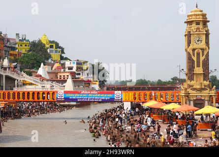 Har Ki Pauri is a famous ghat on the banks of the Ganga in Haridwar in the Indian state of Uttarakhand. Stock Photo