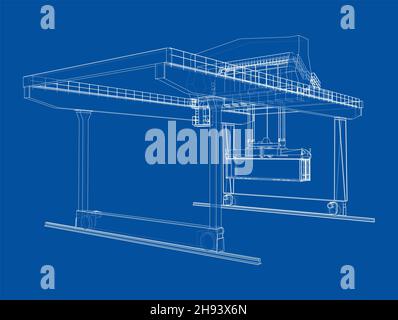 Rail-mounted gantry container crane outline Stock Photo