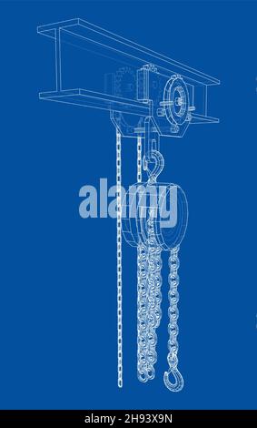 A Hoist on the beam. 3d illustration Stock Photo