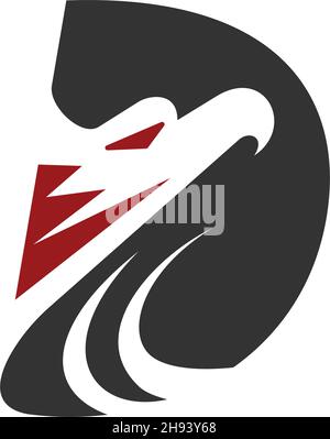 Letter D eagle head Icon Illustration template Stock Vector
