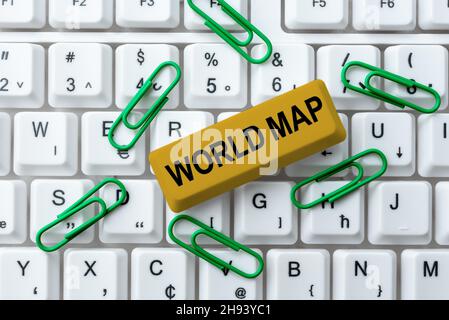 Handwriting text World Map. Conceptual photo a diagrammatic representation of the surface of the earth Creating New Typing Game Concept, Abstract Stock Photo