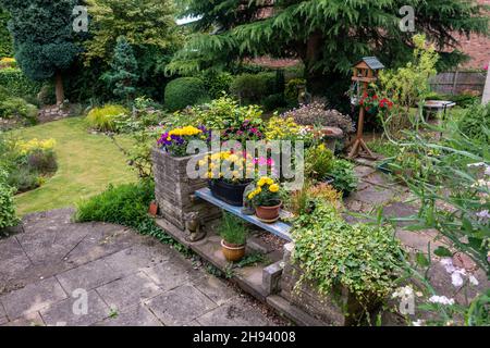 Garden Patio in a house Garden in Yorkshire, England 2021 Stock Photo