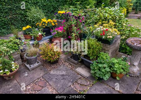 Garden Patio in a house Garden in Yorkshire, England 2021 Stock Photo