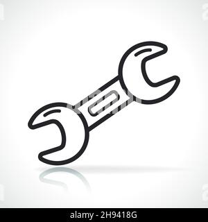 wrench thin line icon black and white Stock Vector