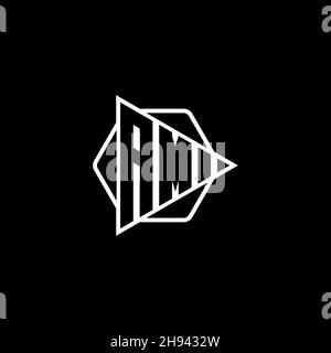 AM Monogram logo letter with triangle play button shape hexagonal rounded. Triangle circle monogram logo, triangle shield logo letter. Stock Vector