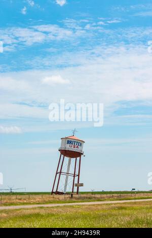 the leaning tower of Texas water tower in groom on the famous Route 66 in Groom Texas, USA Stock Photo