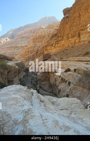 Arugot wadi, in Ein Gedi Nature Reserve, near the Dead Sea, Israel Stock Photo