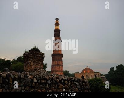 Qutub Minar- Qutab Minar Road, Delhi image Stock Photo