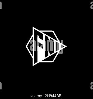 FM Monogram logo letter with triangle play button shape hexagonal rounded. Triangle circle monogram logo, triangle shield logo letter. Stock Vector