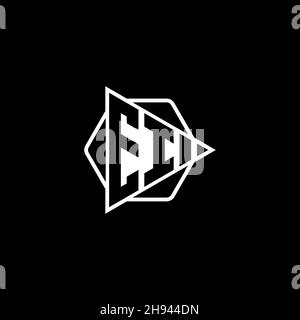 EI Monogram logo letter with triangle play button shape hexagonal rounded. Triangle circle monogram logo, triangle shield logo letter. Stock Vector