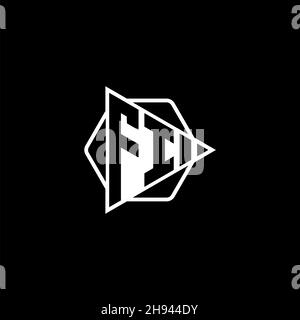 FI Monogram logo letter with triangle play button shape hexagonal rounded. Triangle circle monogram logo, triangle shield logo letter. Stock Vector