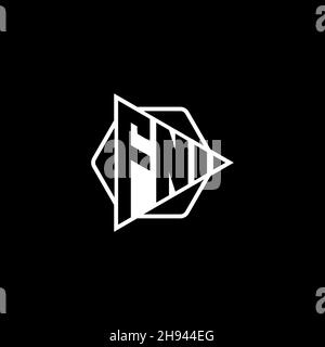 FN Monogram logo letter with triangle play button shape hexagonal rounded. Triangle circle monogram logo, triangle shield logo letter. Stock Vector