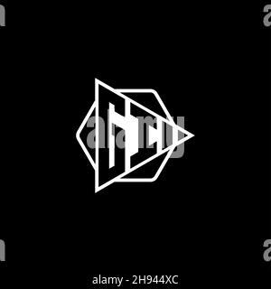 GI Monogram logo letter with triangle play button shape hexagonal rounded. Triangle circle monogram logo, triangle shield logo letter. Stock Vector
