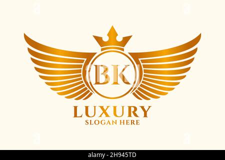 Bk logo simple initial gold color design template Vector Image