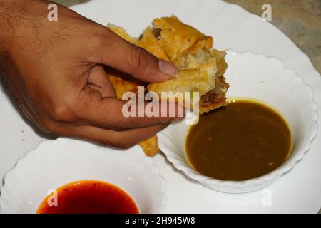 A Beautiful Picture of Spicy Samosa Stock Photo