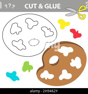 Cut and glue - Simple game for kids. Palette in cartoon style, education game for the development of preschool children, vector illustration Stock Vector