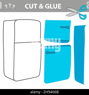 Cut and glue - Simple game for kids. Refrigerator paper game for kids. Cartoon education developing worksheet. Stock Vector