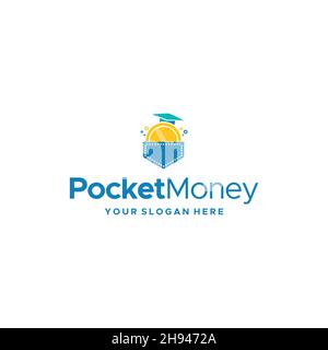 modern PocketMoney coin circle hat logo design Stock Vector