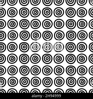 Abstract hand drawn seamless pattern, black and white circle texture. Stock Vector