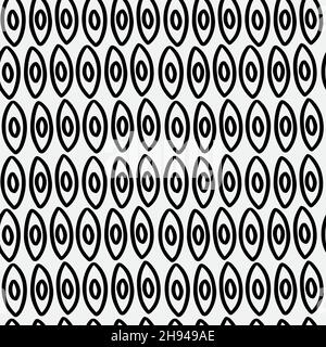 Abstract hand drawn seamless pattern, black and white oval texture. Stock Vector