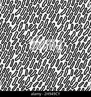 Abstract hand drawn seamless pattern with free form shape elements. Black and white texture. Stock Vector