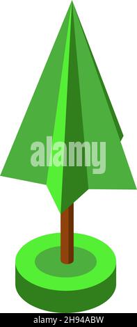 green ismetric tree vector illustration element for game design. Stock Vector