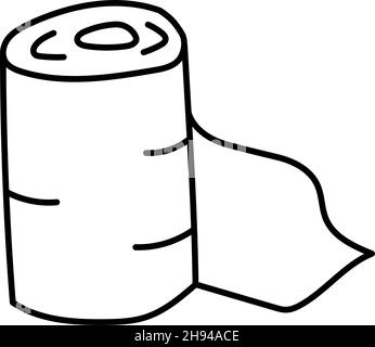paper roll towel, toilet paper doodle style handndrawn item Stock Vector