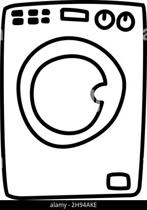 Washing machine doodle vector icon. Drawing sketch illustration hand drawn line Stock Vector
