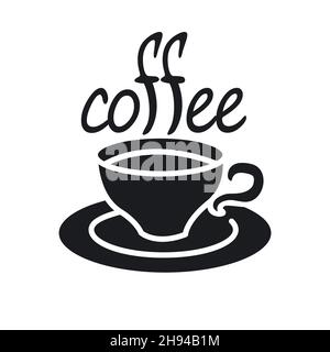 coffee drink logo and icon Illustration in the black and white color Stock Vector