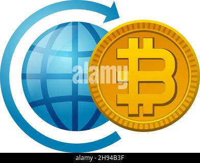 Cryptocurrency Bitcoin Global Payment Concept Icon Illustration Stock Vector