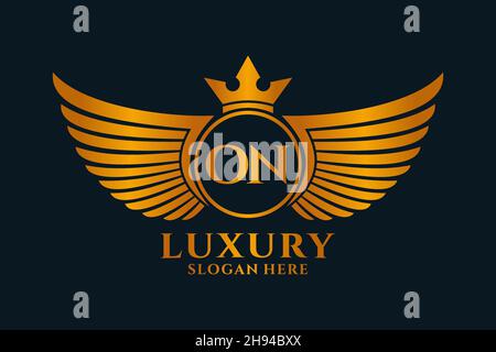 Luxury royal wing Letter ON crest Gold color Logo vector, Victory logo, crest logo, wing logo, vector logo . Stock Vector