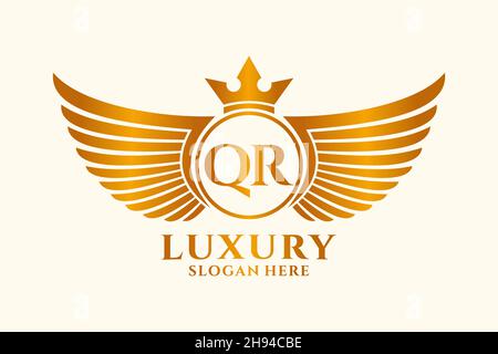 Luxury royal wing Letter QR crest Gold color Logo vector, Victory logo ...