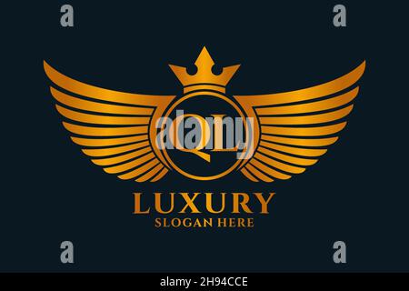 Luxury royal wing Letter QL crest Gold color Logo vector, Victory logo ...