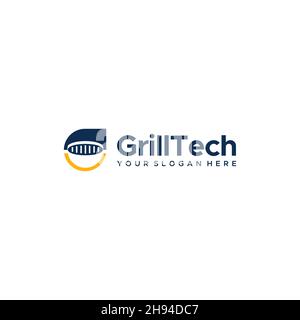 minimalist GrillTech message bubble logo design Stock Vector